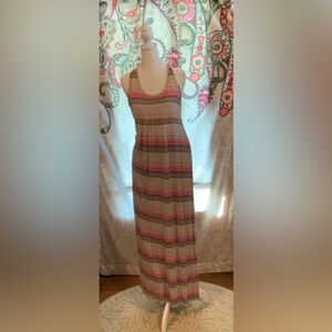 Banana Republic Pink and Cream Maxi Dress